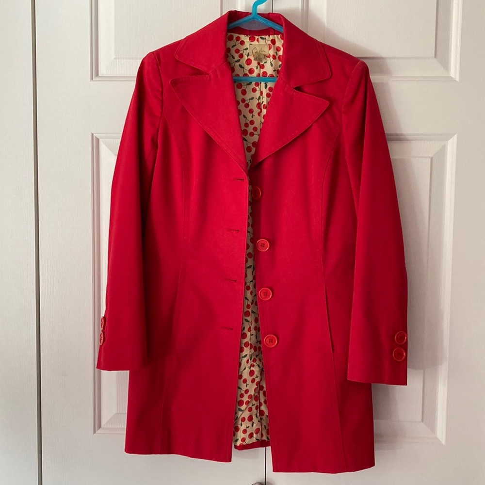 Caslon red jacket cherry lining XS